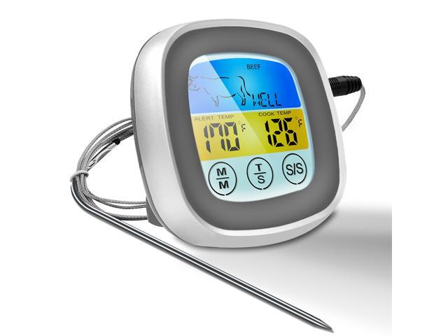 Touchscreen Meat Thermometer Food Barbecue Thermometer BBQ Grill Smoker Thermometer Timer Alert Cooking Baking Oven Digital Thermometer