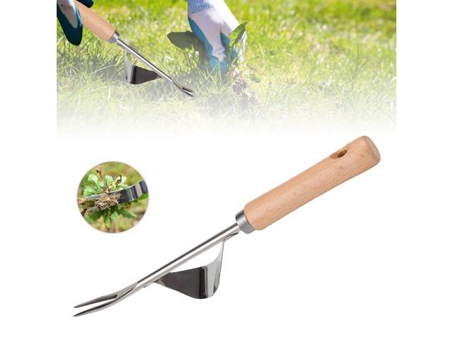 Garden Hand Weeder Stainless Steel Premium Gardening Tool for Weeding Wood Handle for Home Gardens Small Gardens and Lawns