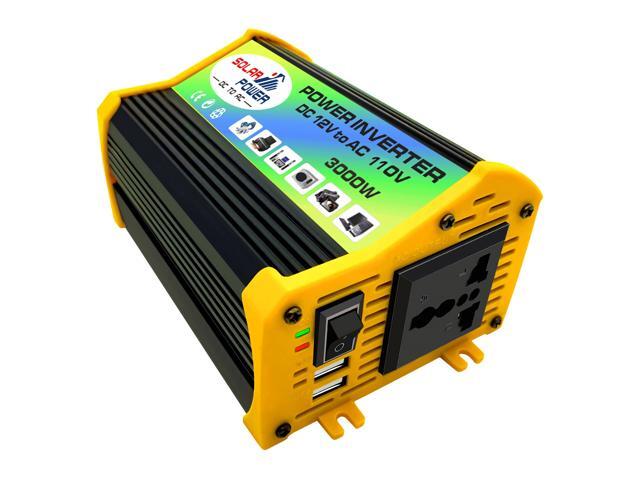 Peaks Power 3000W Modified Sine Wave Inverter High Frequency Power Inverter DC 12V to AC 110V Converter Car Power Charger Inverter with 21A Dual