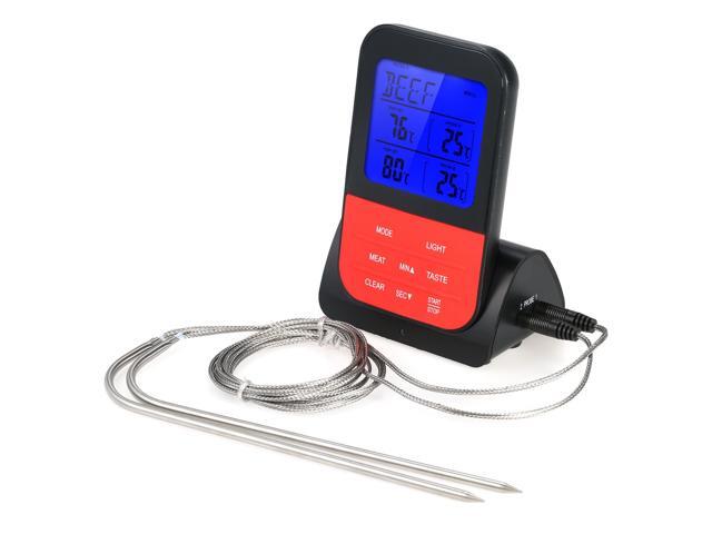 Wireless Digital BBQ Meat Thermometer Instant Read Backlight LCD Food Cooking Thermometer with Cook Timer Dual Probes Transmitter