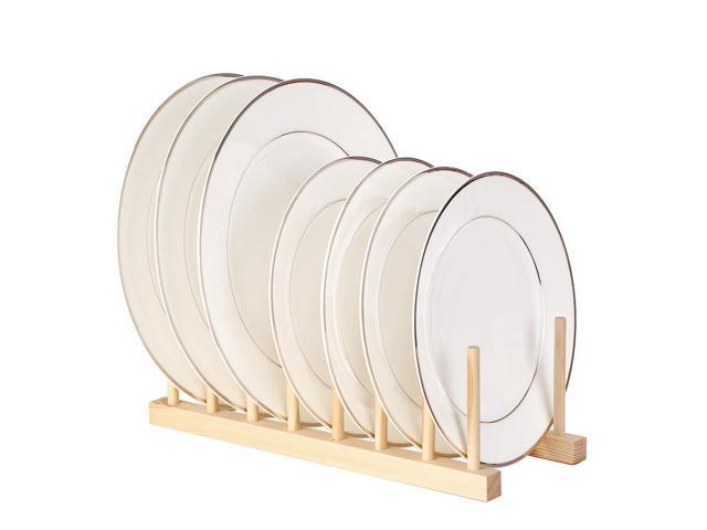 Multi-purpose Wooden Dish Rack Dishes Drying Drainer Storage Stand Holder Kitchen Cabinet Organizer for Dish/Plate/Bowl/Cup/Pot Lid/Book