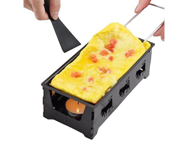 Non-Stick Raclette Grill Set Cheese Melter Pan with Spatula Foldable Wooden Handle Melted Cheese Raclette Carbon Steel Kitchen Gadgets