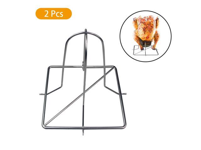 Stainless Steel Beer can Chicken Rack Holder Beer Chicken Roaster for Grill Oven or Smoker 2PCS