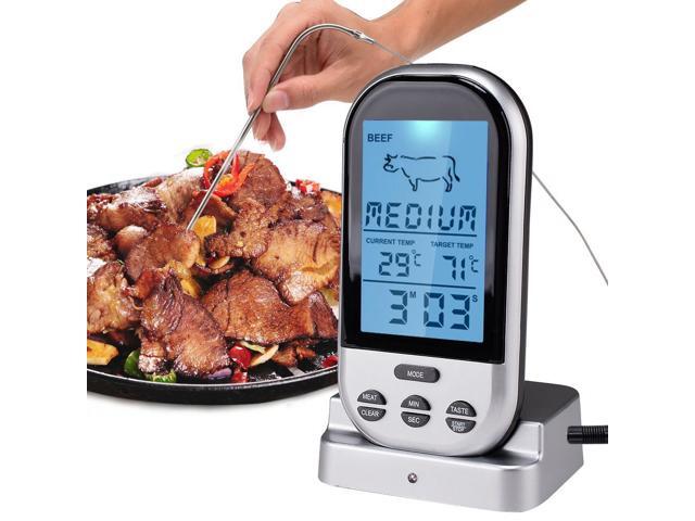 Digital Meat Thermometer Wireless Remote Food Thermometer for Meat Fish Timer Waterproof Smoker Grill BBQ Thermometer for Cooking Grilling