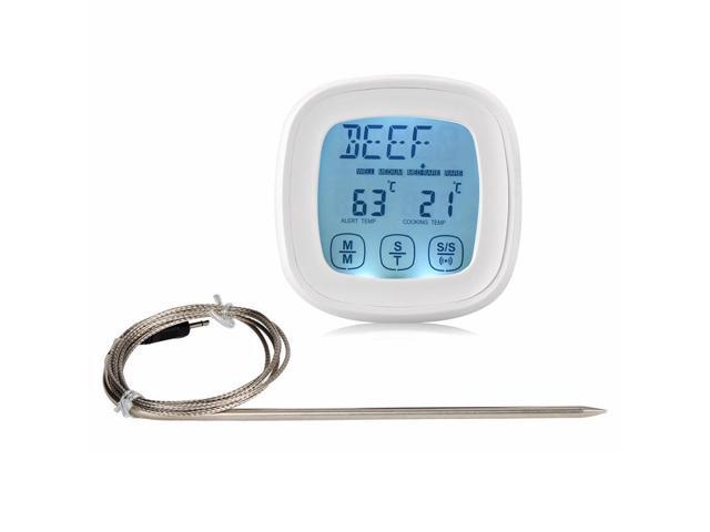 Digital Meat Thermometer LCD Touchscreen Barbecue Timer Food Cooking Thermometer Probe Steak BBQ Temperature Gauge Kitchen Cooking Tools
