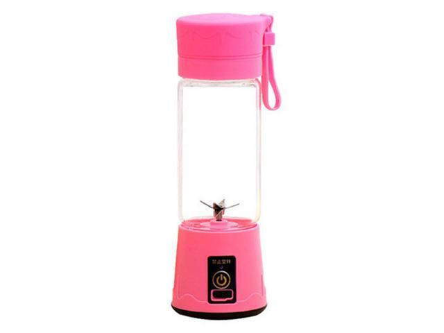 380ml Portable USB Juicer Cup Handheld Rechargeable Fruit Maker Blender 6 Blades (Pink)