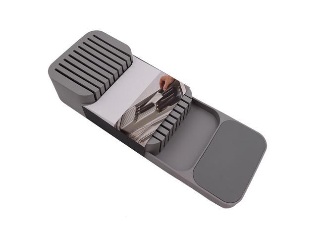 In-Drawer Knife Block Holds Kitchen Drawer Organizer Tray for Knives