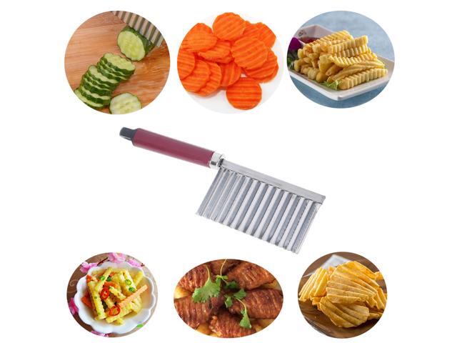 Potato Ripple Knife Crinkle Cutter Wavy Chopper French Fry Slicer Vegetable Salad Chopping Knife Stainless Steel Wavy Slicer Wavy Vegetable Cutter