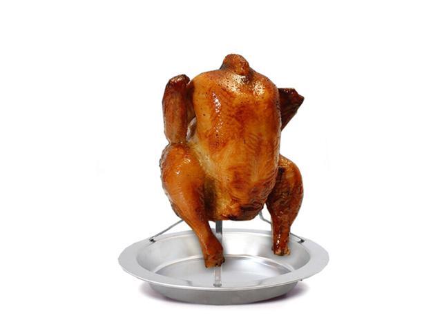 Chicken Roaster Rack Stainless Steel Vertical Roaster Chicken Stand Holder with Drip Pan for Oven