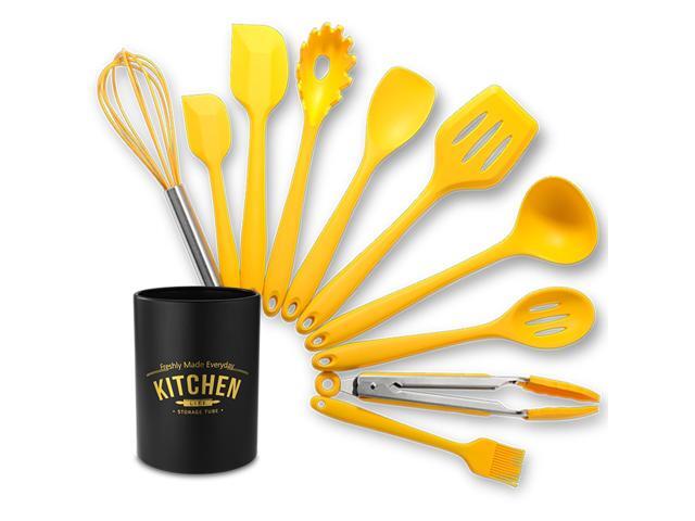 Silicone Kitchenware Set 10Pcs Kitchen Utensils Set Silica Gel Cooking Utensils Set Heat Resistant Kitchen Tools with Storage Barrel
