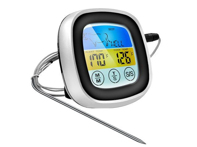 Digital Kitchen Thermometer Probe Color Touch Screen Meat Barbecue Food Temperature Measurement Tool Steak BBQ Temperature Gauge Timer Kitchen