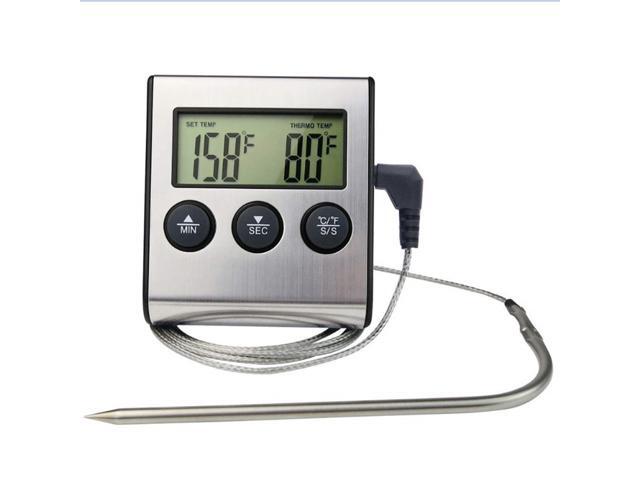 Digital Meat Thermometer Barbecue Food Cooking Thermometer Probe Steak BBQ Temperature Gauge Kitchen Cooking Tools Timer Temperature Manually Set
