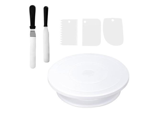 6Pcs Cake Tool Kit 280mm Cake Decorating Rotating Turntable Kitchen Revolving Display Platform Stand with Spatula & Smoother