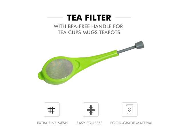 Extra Fine Mesh Tea Infuser Squeeze Tea Strainer Tea Filter with BPA-Free PP Handle for Tea Cups Mugs Teapots