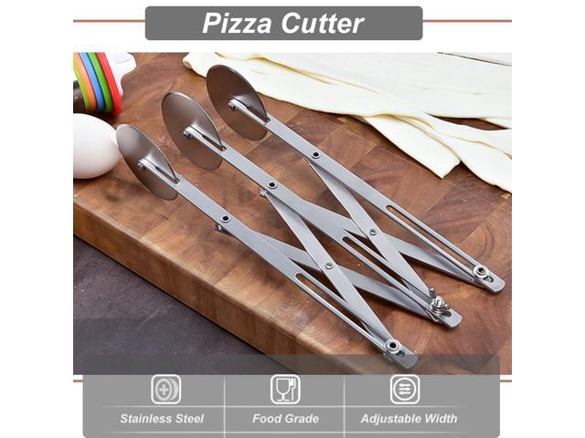 3 Wheel Stainless Steel Pizza Knife Wheel Knife Cutter Adjustable Dough Divider for Pastry Pizza Pasta Cakes Cookies Kitchen Baking Tool