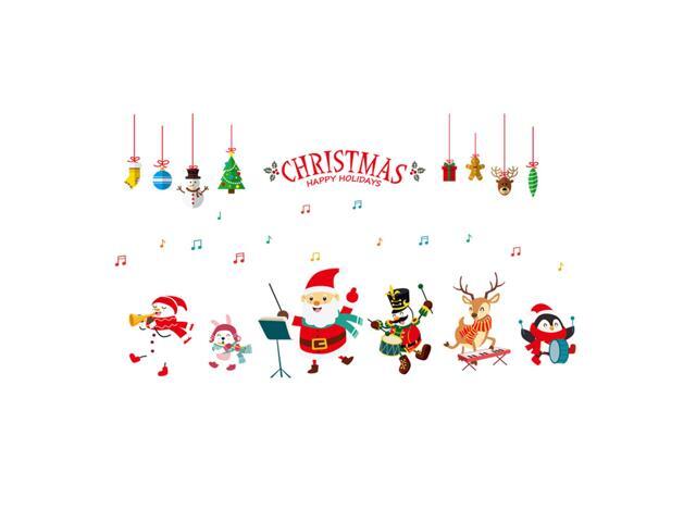 DIY Christmas Windows Walls Stickers 60*90cm Santa Claus Music Xmas Tree Waterproof Wall Window Door Mural Decals Stickers for Christmas Showcase