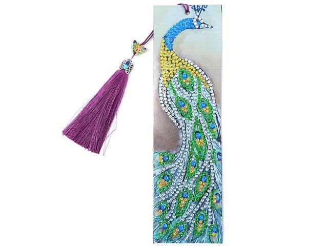DIY Diamond Painting Special Shaped Flower Leather Tassel Bookmark Crafts for Kids Adults Beginner AA132