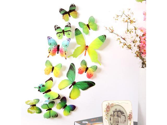 12Pcs Wall Stickers PVC Butterfly Shape Wall Decal Sticker Home Living Room Nursery Refrigerator Stickers DIY Art Decoration Outdoor Fences Garden