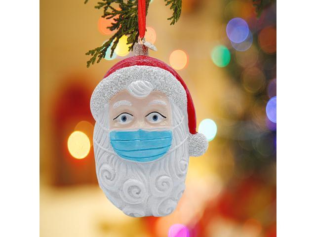 Christmas Hanging Ornaments Santa Claus Wearing Mask Christmas Decorations Christmas Tree Pendants Creative Blessing Gift for Family Friend