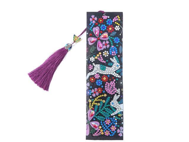 DIY Diamond Painting Special Shaped Flower Leather Tassel Bookmark Crafts for Kids Adults Beginner AA127