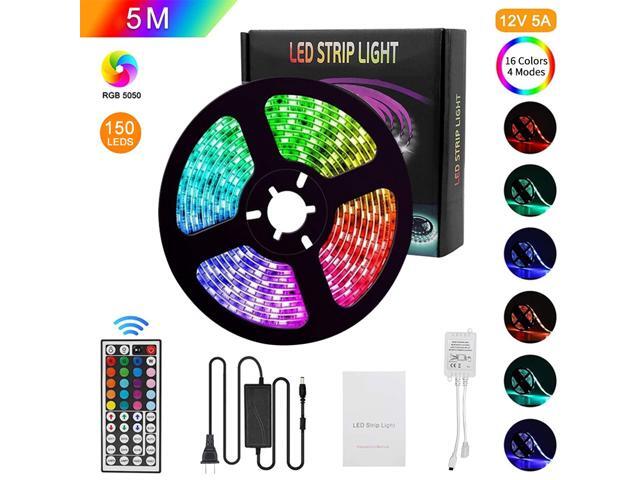 LED Strip Lights Kit 164ft 5050 RGB 300led Strips Lighting Flexible Color Changing Rope Lights with 44 Key IR Remote for Room Home Kitchen