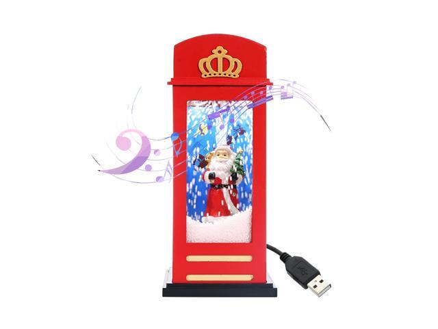 Christmas Musical Snow Lantern USB Plug in & Battery Operated LEDs Fairy Lights Lamp Santa Claus Shaped Hanging Lighting with 3 Songs for Christmas