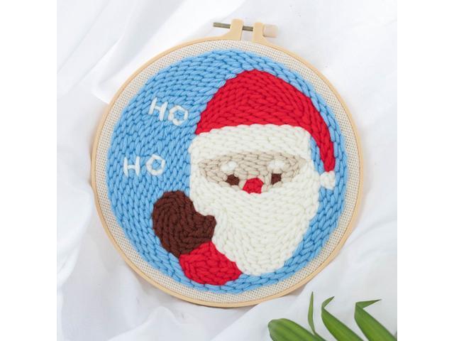 Punch Needle Starter Kits DIY Handcraft Embroidery Set Hoop Yarn Rug for Wall Home Decor