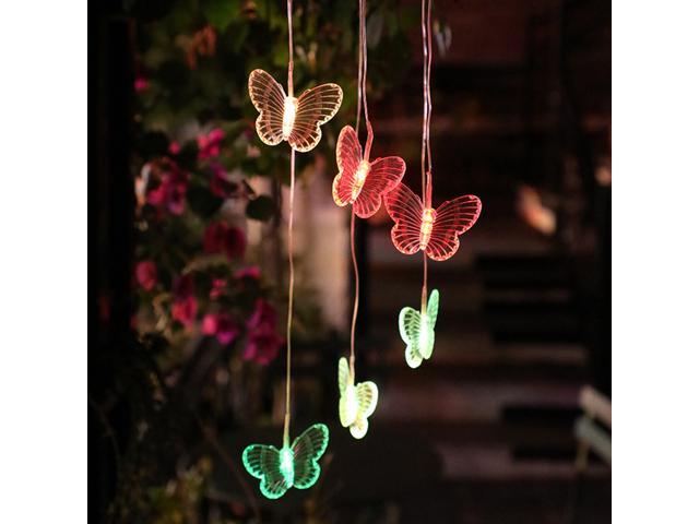 LED Solar Lights Garden Hanging Colorful Lights Hanging Bird Butterfly Shape LED Lamp Pathway Walkway Lawn Patio Backyard Lighting Outdoor