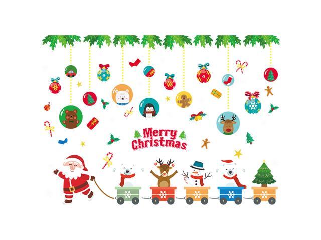 DIY Christmas Windows Walls Stickers 60*90cm Santa Claus Xmas Tree Waterproof Wall Window Door Mural Decals Stickers for Christmas Showcase Winter