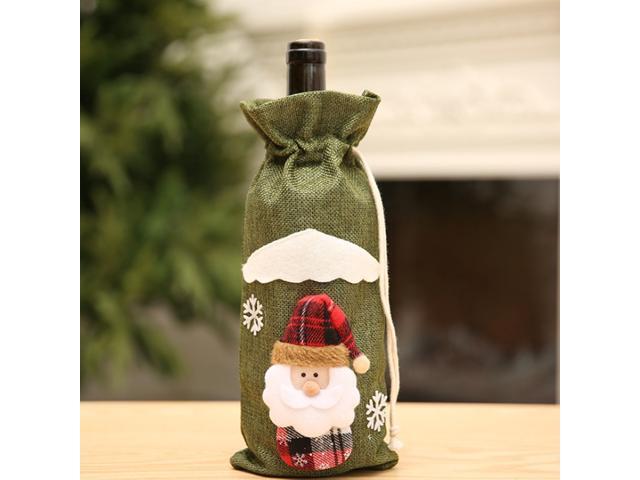 Christmas Wine Bottle Cover Santa Claus Pattern Champagne Bottle Holders Cover Table Decor Gift Thanksgiving Day Holiday Festivals Xmas Dinner Decor