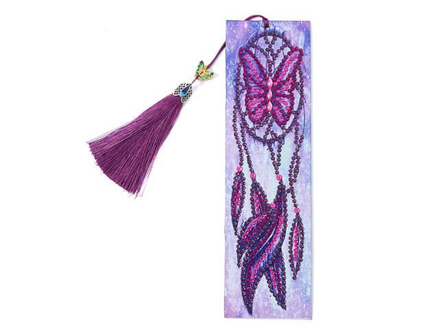 DIY Diamond Painting Special Shaped Flower Leather Tassel Bookmark Crafts for Kids Adults Beginner AA133