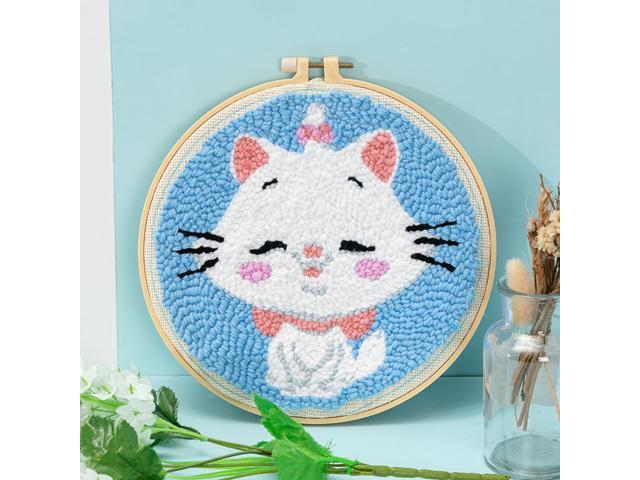 Punch Needle Starter Kits DIY Handcraft Embroidery Set Hoop Yarn Rug for Wall Home Decor