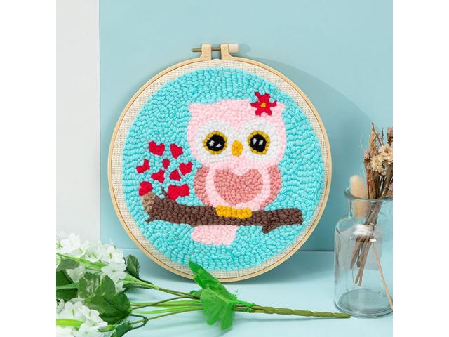 Punch Needle Starter Kits DIY Handcraft Embroidery Set Hoop Yarn Rug for Wall Home Decor