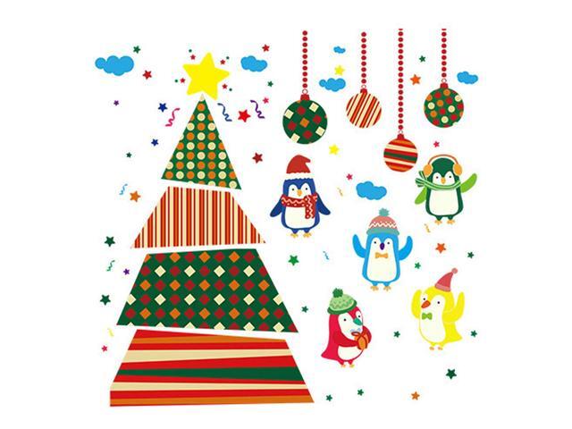 DIY Christmas Windows Walls Stickers 60*90cm Penguin Xmas Tree Waterproof Wall Window Door Mural Decals Stickers for Christmas Showcase Winter