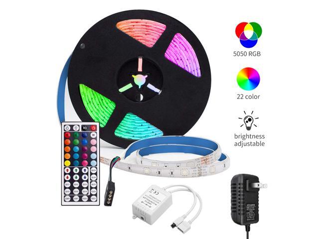 LED Strip Lights Kit for Bedroom 5m/164ft length 150LEDs 5050 RGB Remote Control Changing Color Waterproof 12V Power Supply Light Strip for Bar
