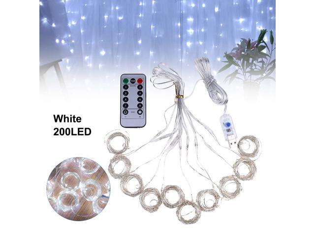 3*2M 200LEDs USB Curtain Light Copper Wire 8 Modes Lamp String Lights with RF Remote