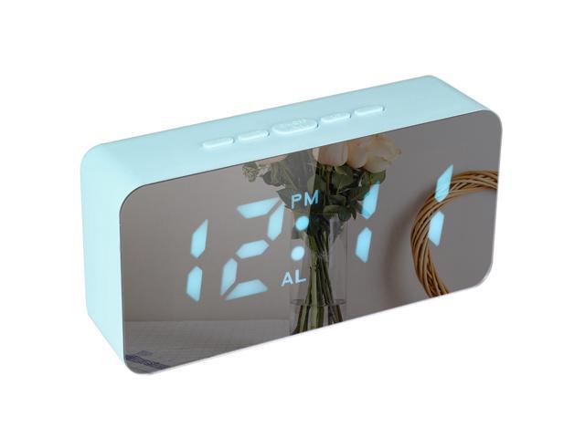 Digital Colorful RGB LED Mirror Alarm Clock USB/Battery Powered Desktop Thermometer Clock with Adjustable Luminance 3 Alarms Snooze Function USB