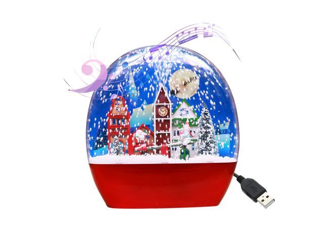 Christmas Musical Snow Light Xmas Glittering Water Lamp USB Plug in & Battery Operated Santa Claus Shaped LEDs Fairy Lights with 3 Songs for