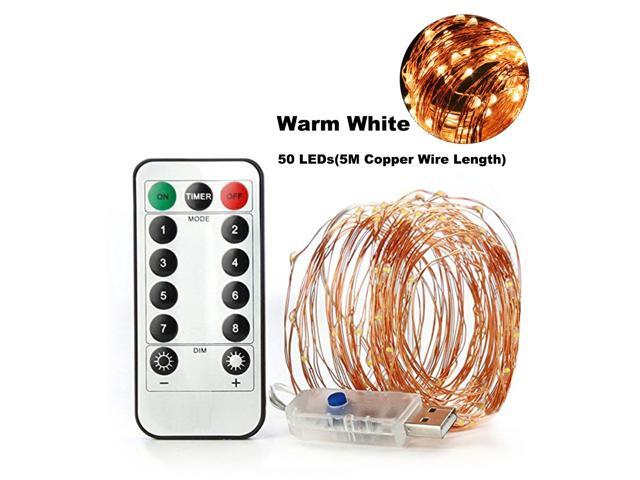 50 LEDs Fairy String Lights 5M/164ft USB Copper Wire Lamp Christmas Lights 8 Lighting Modes with Remote Control for Christmas Halloween Wedding