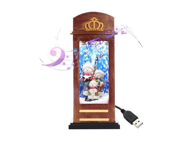 Christmas Musical Snow Lantern USB Plug in & Battery Operated LEDs Fairy Lights Lamp Santa Claus Shaped Hanging Lighting with 3 Songs for Christmas