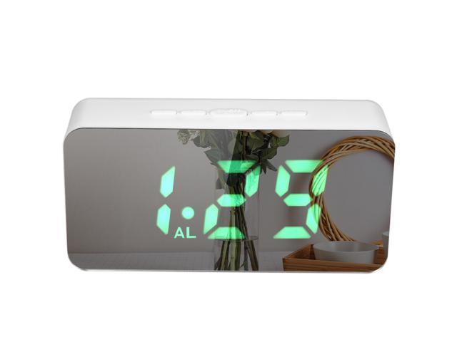 Digital Colorful RGB LED Mirror Alarm Clock USB/Battery Powered Desktop Thermometer Clock with Adjustable Luminance 3 Alarms Snooze Function USB