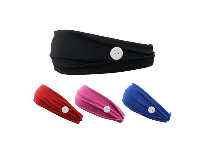 4Pack Colorful Headband with Buttons for Face Mask Suitable for Women Girls Yoga Work-out Sports Hair Bands Non-slip
