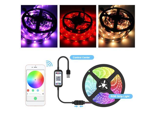USB Power LED Strip Lights 5050 RGB TV Backlight BT APP Remote Music LED Lights 5M 164ft