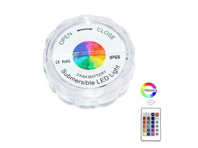 Submersible Led Lights with 16 Colors Remote Control Battery Operated Colorful Swimming Pool Underwater LED Night Light Waterproof Lamp for Hot Tub