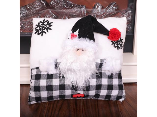 Christmas Pillow Throw Cushion Cover Christmas Decorations for Sofa Couch Bedroom Car 13 x 13 inches(Santa)
