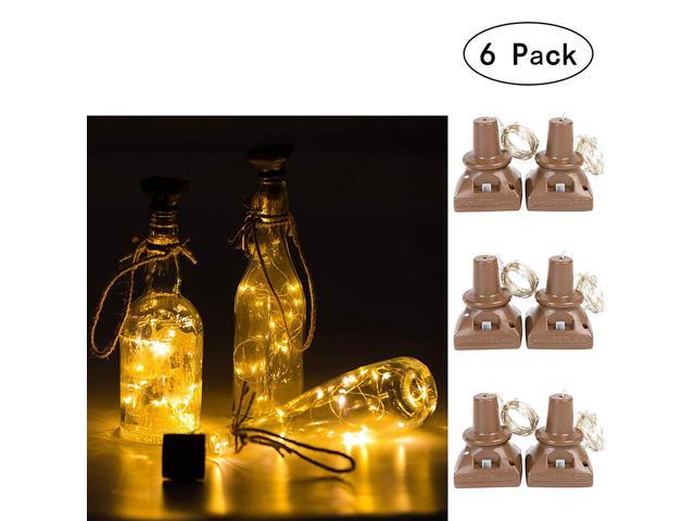 Solar Powered Wine Bottle Lights 6 Packs of 20 LED Waterproof Square Cork Lights Fairy Lights Birthday Party Christmas Outdoor Holiday Garden