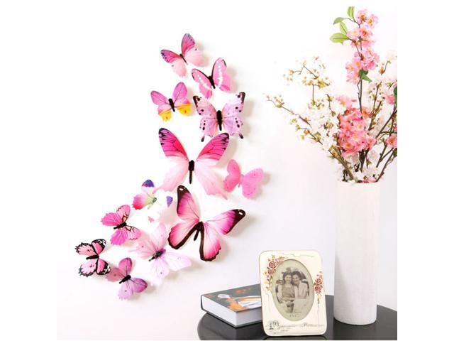 12Pcs Wall Stickers PVC Butterfly Shape Wall Decal Sticker Home Living Room Nursery Refrigerator Stickers DIY Art Decoration Outdoor Fences Garden