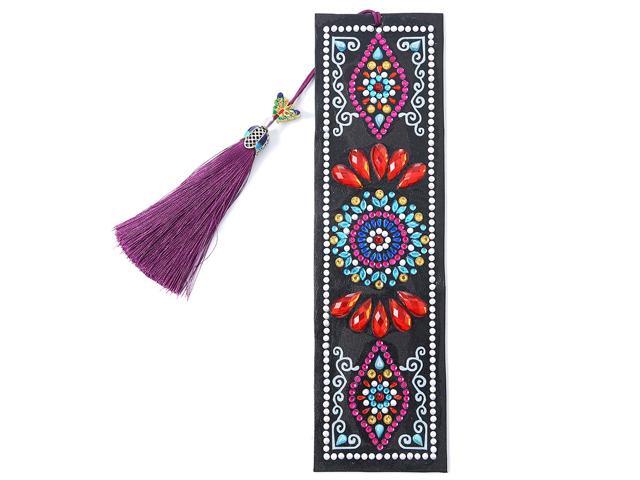 DIY Diamond Painting Special Shaped Flower Leather Tassel Bookmark Crafts for Kids Adults Beginner AA129