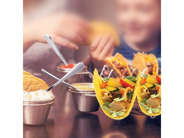 Taco Stand Up Holders Stylish Stainless Steel Taco Holder Stand with 2 Salad Cups 1 Set
