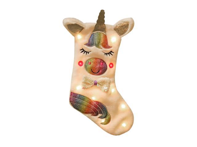 Christmas Candy Stocking with LED Fairy Light Cut Pattern Reusable Tote Bags Gift Tote Bag Happy Hanging Socks for Holiday and Christmas Decorations